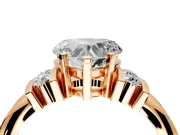 Solitaire Engagement Ring Setting for Heart-Shaped Center with Grooved Bar Accent Band and Prong Head in Rose Gold