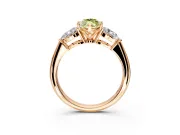 3 Stone Engagement Ring Setting for Fancy Yellow Marquise Center with Large Pear-Shaped Accents and Prong Head in Rose Gold