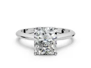 Solitaire Engagement Ring Setting for Radiant Cut Center with Knife Ridge Band and Claw Prong Head in Platinum