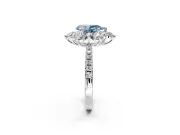 Floral Halo Engagement Ring Setting for Fancy Blue Pear-Shaped Center with Pave Accents and Prong Head in Platinum