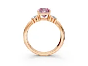 Solitaire Engagement Ring Setting for Fancy Pink Cushion Cut Center with Grooved Bar Accent Band and Prong Head in Rose Gold