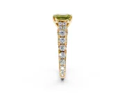 Solitaire Engagement Ring Setting for Fancy Yellow Emerald Cut Center with Pave Cathedral Shoulders and Prong Head in Yellow Gold