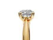 Solitaire Engagement Ring Setting for Cushion Cut Center with Reverse Tapered Band and Prong Head in Yellow Gold