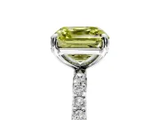 Solitaire Engagement Ring Setting for Fancy Yellow Asscher Cut Center with Pave Accents and Prong Head in Platinum