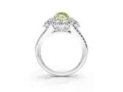 Halo Engagement Ring Setting for Fancy Yellow Marquise Center with Two-Strand Split Shank and Prong Head in Sterling Silver