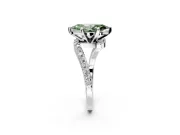 Solitaire Engagement Ring Setting for Fancy Green Marquise Center with Pave Bypass Swirl Band and Prong Head in Sterling Silver
