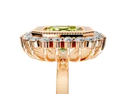 Halo Engagement Ring Setting for Fancy Yellow Asscher Cut Center with Milgrain Bezel Rim, Plain Band and Prong Head in Rose Gold