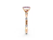 Solitaire Engagement Ring Setting for Fancy Pink Radiant Cut Center with Bezel Station Band and Prong Head in Rose Gold