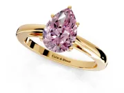 Solitaire Engagement Ring Setting for Fancy Pink Pear-Shaped Center with Open Cathedral Shoulders and Prong Head in Yellow Gold