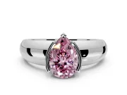 Tension Engagement Ring Setting for Fancy Pink Pear-Shaped Center with Wide Flat Band and Tension Head in Platinum