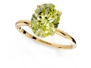 Solitaire Engagement Ring Setting for Fancy Yellow Oval Center with Straight Thin Band and Prong Head in Yellow Gold