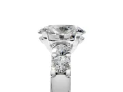 5 Stone Engagement Ring Setting for Oval Center with Plain Band and Prong Head in Platinum