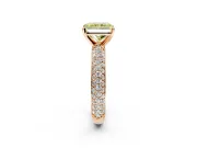 Solitaire Engagement Ring Setting for Fancy Yellow Radiant Cut Center with Domed Multi-Row Pave Band and Prong Head in Rose Gold