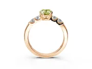 5 Stone Engagement Ring Setting for Fancy Yellow Oval Center with Plain Band and Prong Head in Rose Gold