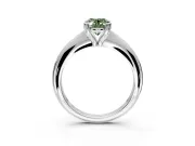 Solitaire Engagement Ring Setting for Fancy Green Oval Center with Reverse Tapered Band and Prong Head in Platinum
