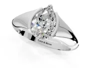Tension Engagement Ring Setting for Pear-Shaped Center with Wide Tapered Band and Tension Head in Sterling Silver