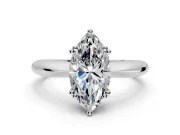 Solitaire Engagement Ring Setting for Marquise Center with Reverse Tapered Band and Prong Head in White Gold