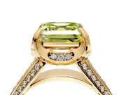 Solitaire Engagement Ring Setting for Fancy Yellow Asscher Cut Center with Accented Split Shank and Prong Head in Yellow Gold