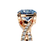 Solitaire Engagement Ring Setting for Fancy Blue Radiant Cut Center with Narrow Twist Pave Band and Prong Head in Rose Gold