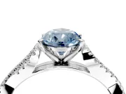 Solitaire Engagement Ring Setting for Fancy Blue Pear-Shaped Center with Twisted Pave Split Shank and Prong Head in Sterling Silver