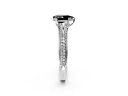 Solitaire Engagement Ring Setting for Fancy Black Pear-Shaped Center with Pave Rail Split Shank and Prong Head in Sterling Silver