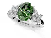 Floral Engagement Ring Setting for Fancy Green Oval Center with Marquise Cluster Shoulders and Prong Head in Platinum
