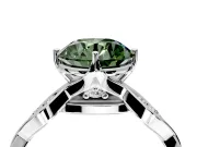 Solitaire Engagement Ring Setting for Fancy Green Round Cut Center with Accented Twist Band and Leaf Prong Head in Platinum