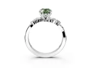Solitaire Engagement Ring Setting for Fancy Green Oval Center with Marquise Accent Twist Band and Prong Head in Sterling Silver