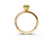 Solitaire Engagement Ring Setting for Fancy Yellow Emerald Cut Center with Milgrain X Pattern Band and Prong Head in Yellow Gold