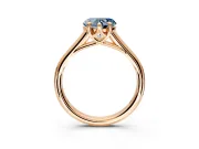 Solitaire Engagement Ring Setting for Fancy Blue Heart-Shaped Center with Cathedral Band and Prong Head in Rose Gold
