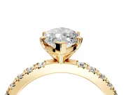 Solitaire Engagement Ring Setting for Marquise Center with Fine Pave Band and Claw Prong Head in Yellow Gold