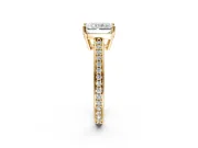 Solitaire Engagement Ring Setting for Radiant Cut Center with Channel-Set Accent Band and Prong Head in Yellow Gold