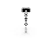 Milgrain Bezel Engagement Ring Setting for Emerald Cut Center with Marquise Stations and Bezel Head in Platinum