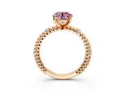 Rope Engagement Ring Setting for Fancy Pink Round Cut Center with Accent Shoulders and Prong Head in Rose Gold