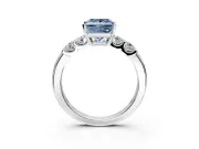 5 Stone Engagement Ring Setting for Fancy Blue Princess Cut Center with Plain Band and Prong Head in Sterling Silver