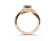 Solitaire Engagement Ring Setting for Fancy Blue Emerald Cut Center with Reverse Tapered Band and Prong Head in Rose Gold