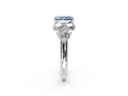 Cluster Engagement Ring Setting for Fancy Blue Radiant Cut Center with Round Cut Accent Frame and Prong Head in Platinum