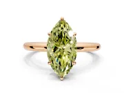 Low-Set Solitaire Engagement Ring Setting for Fancy Yellow Oval Center with Thin Plain Band and Prong Head in Rose Gold