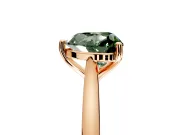 Solitaire Engagement Ring Setting for Fancy Green Heart-Shaped Center with Narrow Cathedral Band and Prong Head in Rose Gold