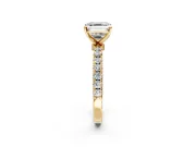 Open Basket Engagement Ring Setting for Asscher Cut Center with Pave Band and Prong Head in Yellow Gold