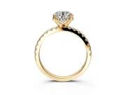 Solitaire Engagement Ring Setting for Round Cut Center with Band of Accents and Prong Head in Yellow Gold