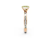 Solitaire Engagement Ring Setting for Fancy Yellow Radiant Cut Center with Channel Baguette Band and Prong Head in Rose Gold