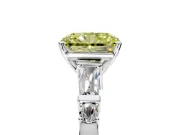 Bar-Set Engagement Ring Setting for Fancy Yellow Radiant Cut Center with Tapered Baguette Accents and Prong Head in Platinum