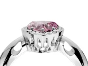 Halo Engagement Ring Setting for Fancy Pink Heart-Shaped Center with Tapered Plain Band and Prong Head in White Gold