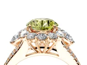 Halo Engagement Ring Setting for Fancy Yellow Round Cut Center with Two-Strand Split Shank and Prong Head in Rose Gold