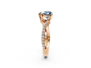 Solitaire Engagement Ring Setting for Fancy Blue Heart-Shaped Center with Half-Pave Crossover Band and Prong Head in Rose Gold