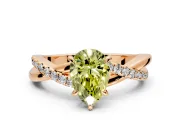Crossover Engagement Ring Setting for Fancy Yellow Pear-Shaped Center with Pave and Plain Strands and Prong Head in Rose Gold