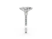 3 Stone Engagement Ring Setting for Marquise Center with Round Cut Side Accents and Prong Head in Platinum