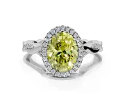 Halo Engagement Ring Setting for Fancy Yellow Oval Center with Twist Band and Prong Head in Sterling Silver