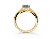Solitaire Engagement Ring Setting for Fancy Blue Emerald Cut Center with Reverse Tapered Band and Prong Head in Yellow Gold